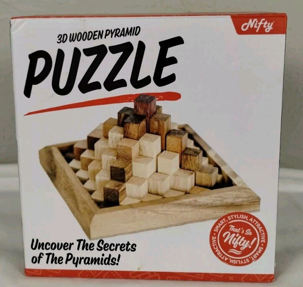 3D Wooden Pyramid Puzzle Nifty 20-Piece 3-Dimensional 6" Square Base